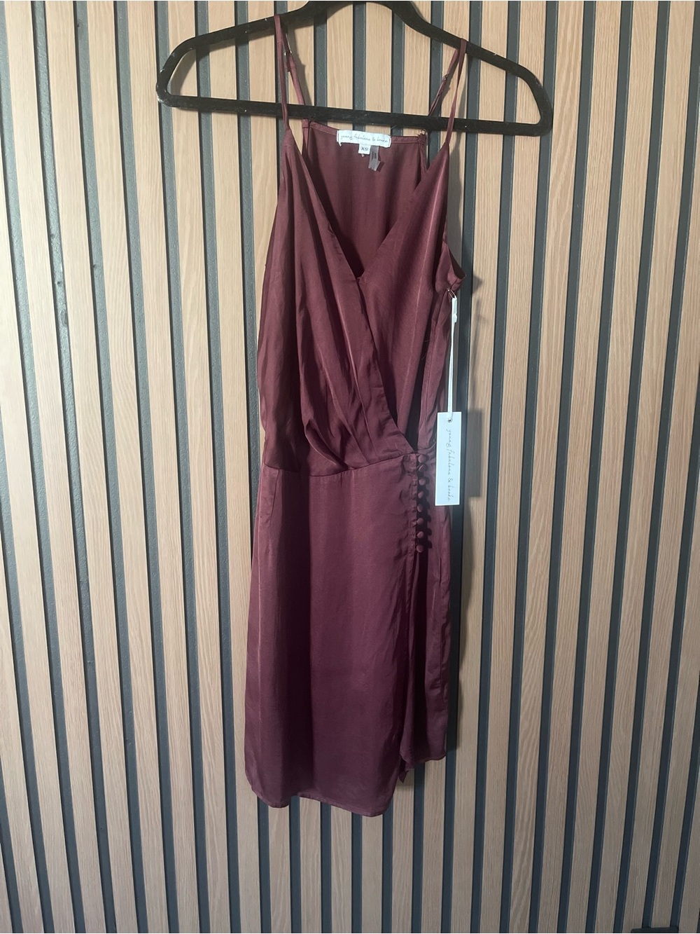 New Young Fabulous & Broke Red Wine Halter Open Back High-Low Wrap Dress